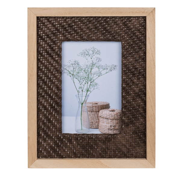 Bilderrahmen Aus Holz 10X15Cm In Rattan Optik Bilder Fotorahmen Foto Holzrahmen-image