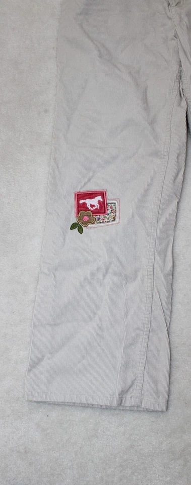 Pantalones de pana Lands End para niñas beige bordados caballos flores talla 12 Plus Foto 3 de 4