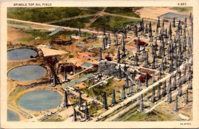 Postcard Spindle Top Oil Field, Jefferson County, Texas TX