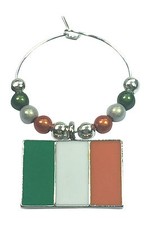 Irish Flag / Ireland Flag / Ireland Wine Glass Charm with Gift Card