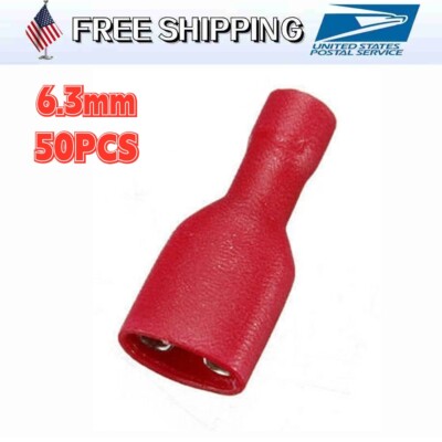50X Fully Insulated Spade Quick Connect Terminals Female PVC 16-22 AWG Red