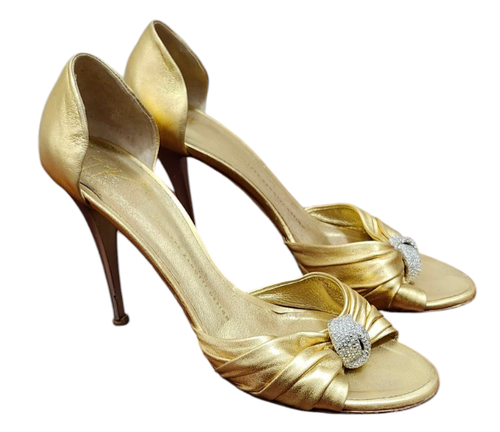 Giuseppe Zanotti Gold Peep Toe Pumps Size EU 39.5/US 9 - Picture 3 of 16
