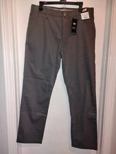 Lee Flat Front Chino with Motion Flex Waistband Pants Men's 34x30 Gray Slim Fit