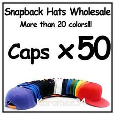 WHOLESALE LOT 50 Plain Blank Snapback Snap Back Caps Hats FREE SHIPPING