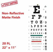 FULL SIZE Illeterate Snellen 22" x 11" Plastic Eye Chart Eye Test Wall, Washable