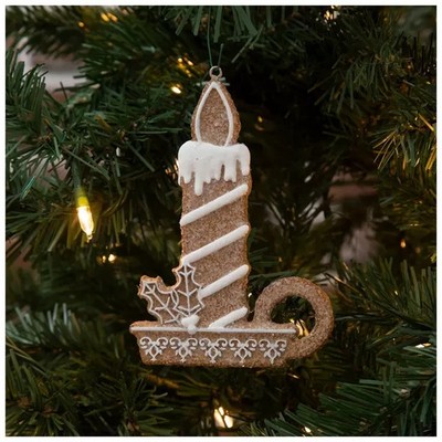 Faux Gingerbread ''Candle'' Cookie Christmas ornament, 5'' Tall NWT