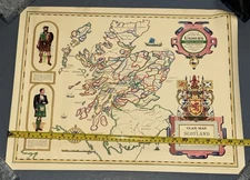 Clan Map of Scotland Usher’s Green Stripe Whiskey Print Poster Vintage 16” x 21”