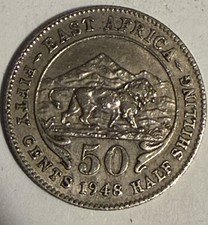 1948 East Africa 50 Cents Half Shilling World Coin