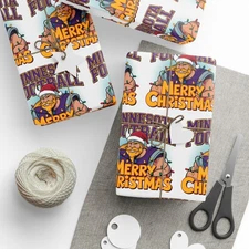 Minnesota Vikings Football Merry Christmas Sports Gift Wrap, Holiday Present 