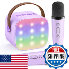 YLL Mini Karaoke Machine with 2 Wireless Microphones, TOP Kids Gifts for Girls A