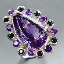 Handmade 16 ct Natural Amethyst Ring 925 Sterling Silver Size 7 /R439560