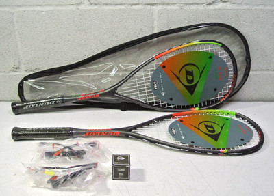 Dunlop Squash Set with 2 Blaze Tour Rackets and Python Intro 2000 Eyeguards