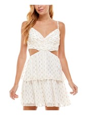 CITY STUDIO Womens Hidden Zipper Spaghetti Strap Short Party Fit + Flare Dress