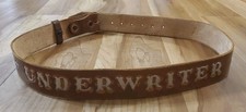 Vtg Hand Tooled Leather Western Belt Custom Name Stamped UNDERWRITER Brown Sz 34