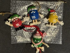 M&Ms Red Yellow Blue Ornament Kurt S Adler Resin Ceramic Bell Dangle Legs Green