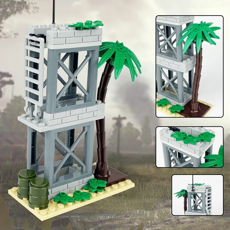 MOC Militarys WW2 Army Patrol Tower Building Blocks Set (45 Pcs)