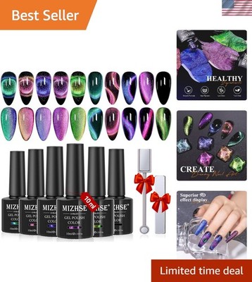 9D Cat Eye Gel Nail Polish Set - Chameleon Magnetic Colors & Galaxy Effect