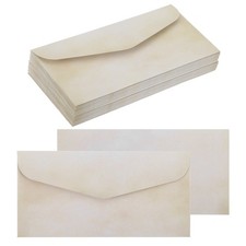 48 Packs Envelopes Vintage Aged Paper White Brown Gradient-9 x 4 Inch