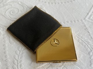 Seltene MERCEDES Vintage Puderdose Oldtimer vergoldet für Liebhaber Top Sammler