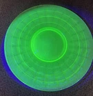 Vintage Uranium Glass 10" Dinner Plate Vaseline Green Depression Glass Glows UV