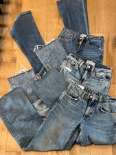 3 Denim Jeans ZARA Abound DAZE High Rise Flare Distressed Frayed Hem Size 25 2