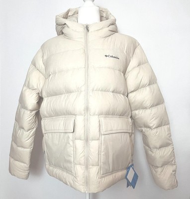 Columbia Harmony Falls Damen-Daunenjacke mit Kapuze Omni-Heat elfenbeinfarben Reißverschluss UK 8 10