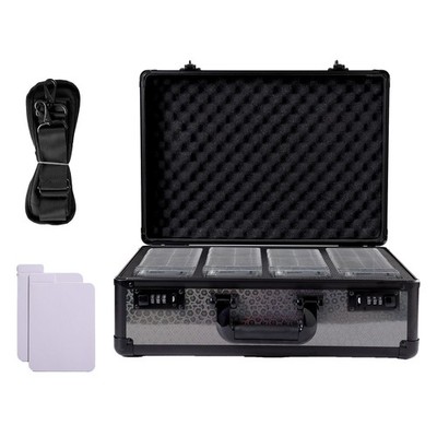 160 PSA Graded Card Storage Box Lockable 4-Slot Sports Card Case w/ Carry Strap