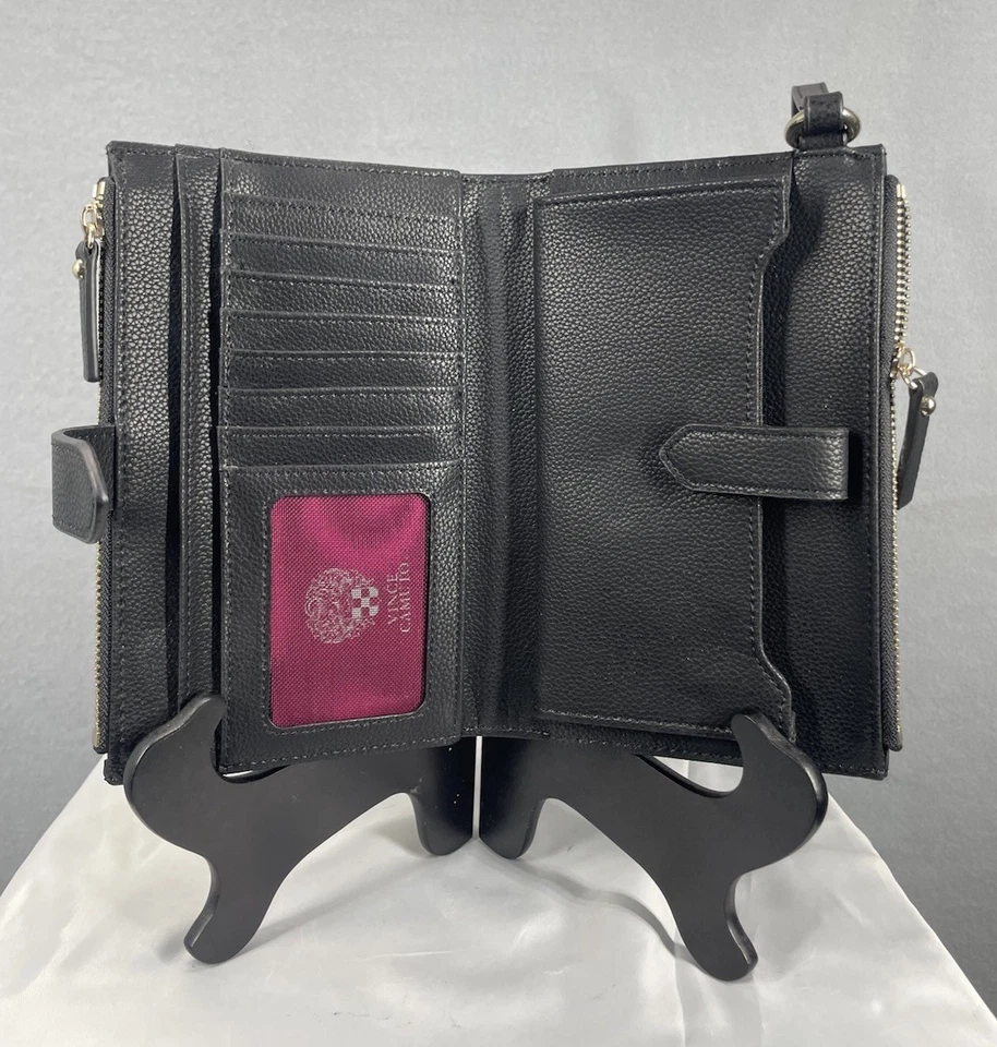 VINCE CAMUTO AJA Cuero Negro Teléfono Muñequera/Cartera sin asas Foto 2 de 4