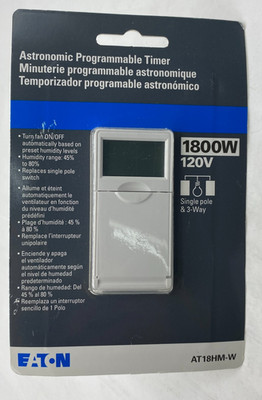 Eaton AT18HM-W-KB-LW Astronomic Programmable Timer  1800W-120V/AC