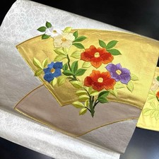 Nagoya Obi Belt Band Kyusun Pure Silk Kimono Nagoya Style Embroidered (K1466)