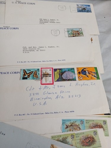 Lot 25 Envelopes Cancelled Belize Stamps 80's - Picture 3 of 6