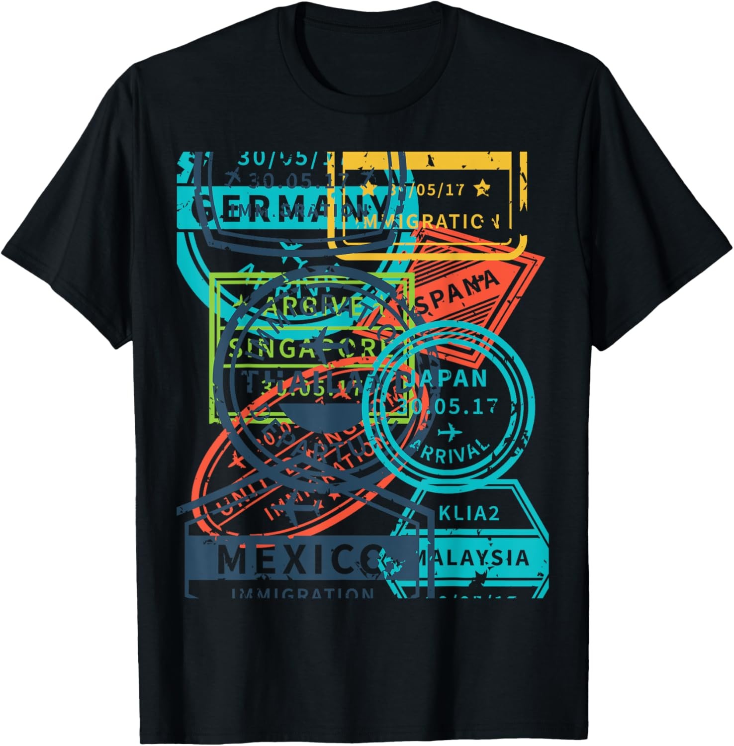 Travel Passport Stamp Pattern Novelty Cute Traveler Gifts T-Shirt