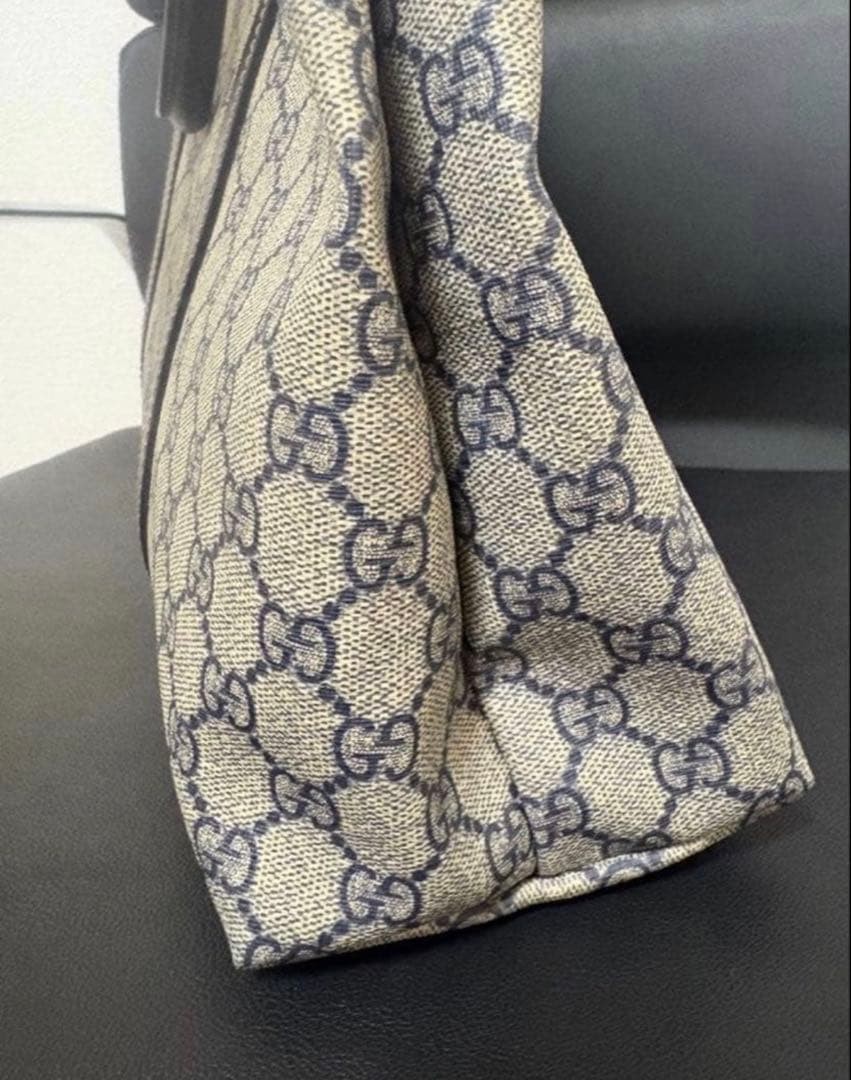 GUCCI GG Pattern Tote Bag Beige/Black Leather Large Authentic Vintage thumbnail 6