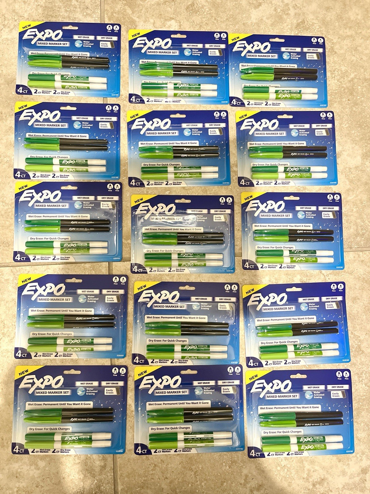 Mixed Set Dry & Wet Erase Set Of 15 Packs 4 Markers Per Pack 60 New
