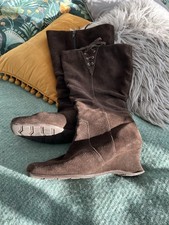 Evans Wide Fit Brown Suede Boots Size 7