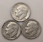 Three 1959 D ROOSEVELT DIMES 10C (#309) Denver, circulated, ungraded