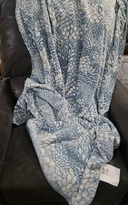 Laura Ashley Microplush/Minky Reversible Throw 50" X 70" Newport Blue