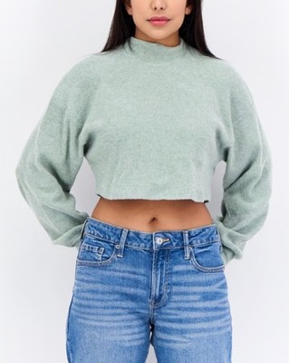 Women Sage Green Cropped Sweatshirt | Minimal, Cozy, On-Trend