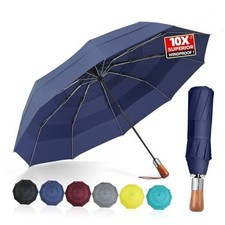 Golf Umbrella Windproof - Triple Canopy Umbrellas for Rain  Wind, Blue