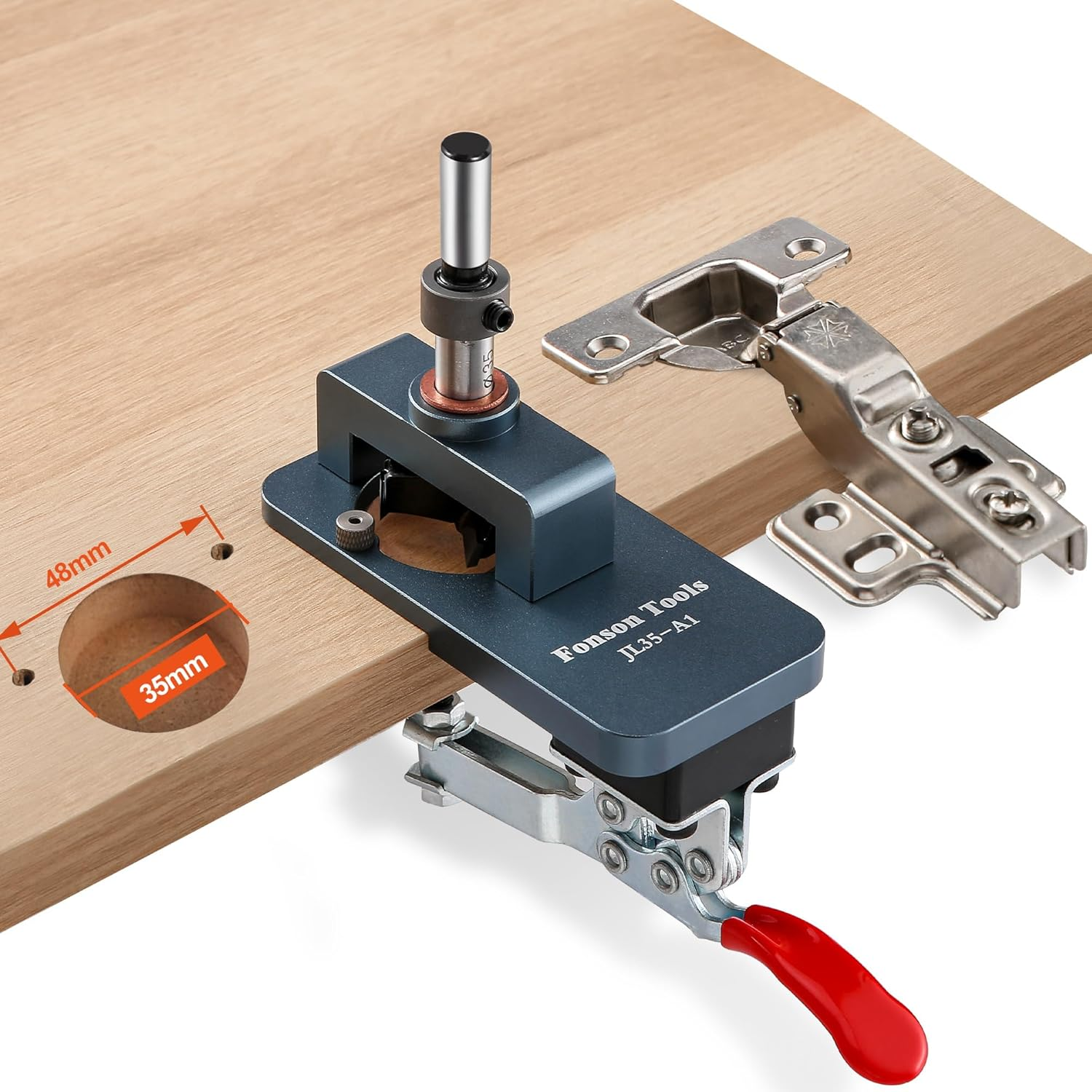 Metal Concealed Hinge Jig, 35MM Cabinet Hinge Jig Drilling Hole Puncher with Qui