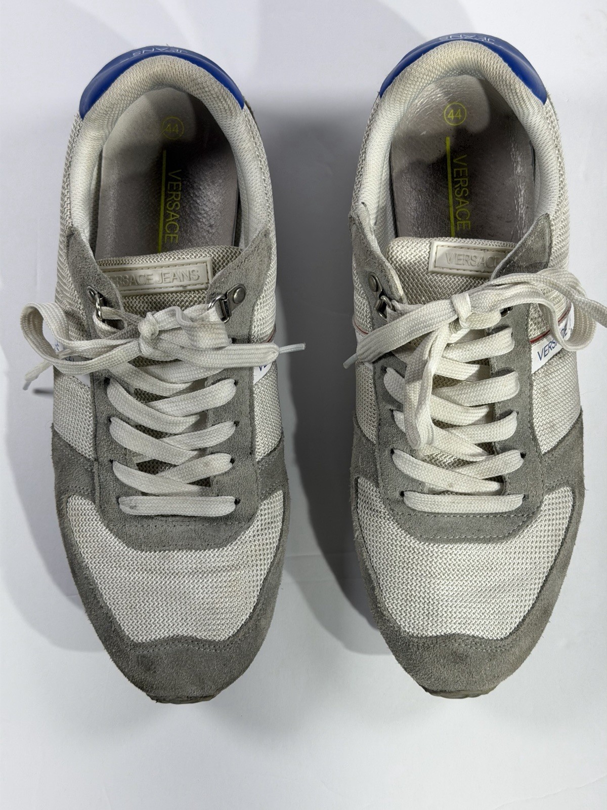 Versace Jeans Sneakers Men EU 44 US 10.5 Beige Suede Mesh Designer Shoes