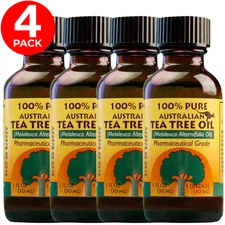 Humco 100% Pure Australian Tea Tree Natural Oil 1oz For Skin Hair Oral Care 4PK