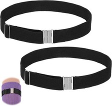 2 Pack Adjustable Black Elastic Garter Belts for Women with Metal Buckle Strap