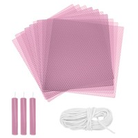 "10 Stk Bienenwachs-Kerzenset 8\"X8\" Rosa Blatt + 1 Docht"