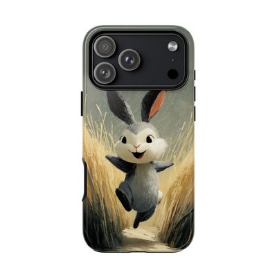 Rabbit Hopping Grassy Field | Tough Phone Case | iPhone, Galaxy, Pixel