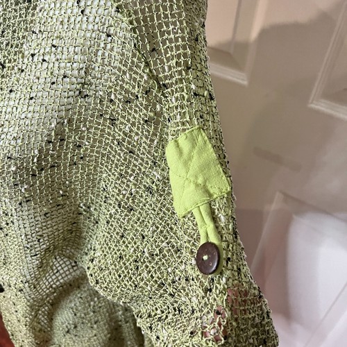 Kaktus Womens Green Net Lagenlook Asymmetric Sheer Top Sz S Boho Hippie Artsy - Picture 4 of 10
