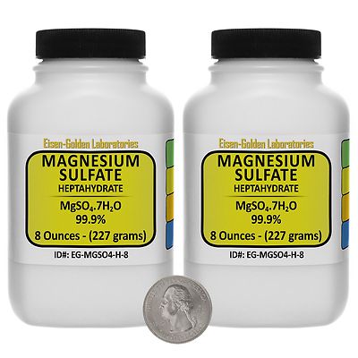Magnesium Sulfate [MgSO4.7H2O] 99.9% USP Grade Crystals 1 Lb in Two Bottles USA