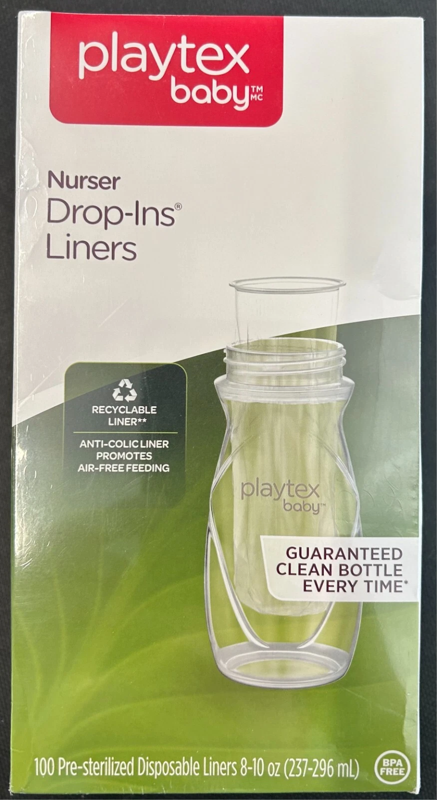 NIB PLAYTEX BABY Nurser Drop-Ins Liners disposable 100ct 8-10oz Free Shipping