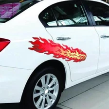 CAR BODY TWO SIDE FENDER DOOR HOOD TRUNK DECORATION DECAL STICKER TWO FLAME