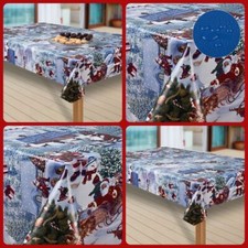 Wachstuch-Tischdecken Abwaschbar Weihnachtsmann blau rechteckig